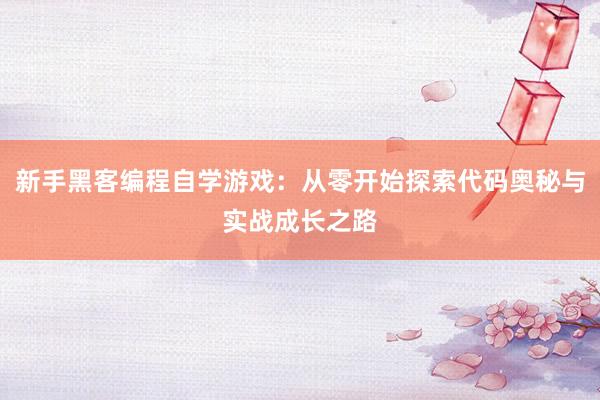 新手黑客编程自学游戏：从零开始探索代码奥秘与实战成长之路